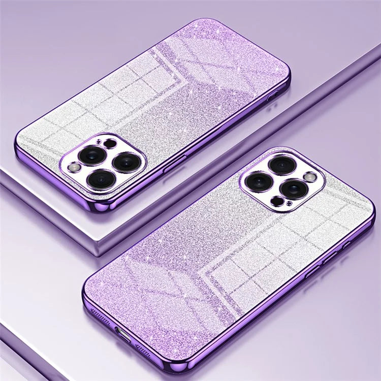 For iPhone 15 Pro Max Cell Phone Case Precise Cutout TPU Electroplating Glitter Cover