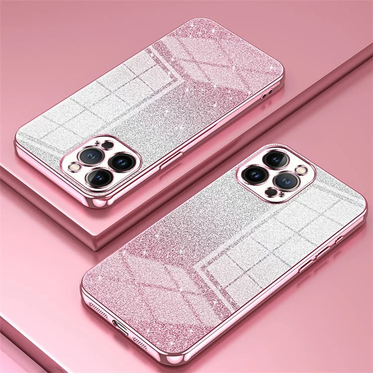 Cell Phone Case for iPhone 13 Pro Max Precise Cutout Electroplating Gradient Glitter TPU Cover