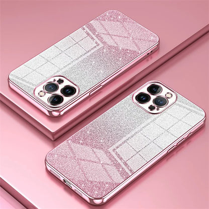 Cell Phone Case for iPhone 13 Pro Max Precise Cutout Electroplating Gradient Glitter TPU Cover