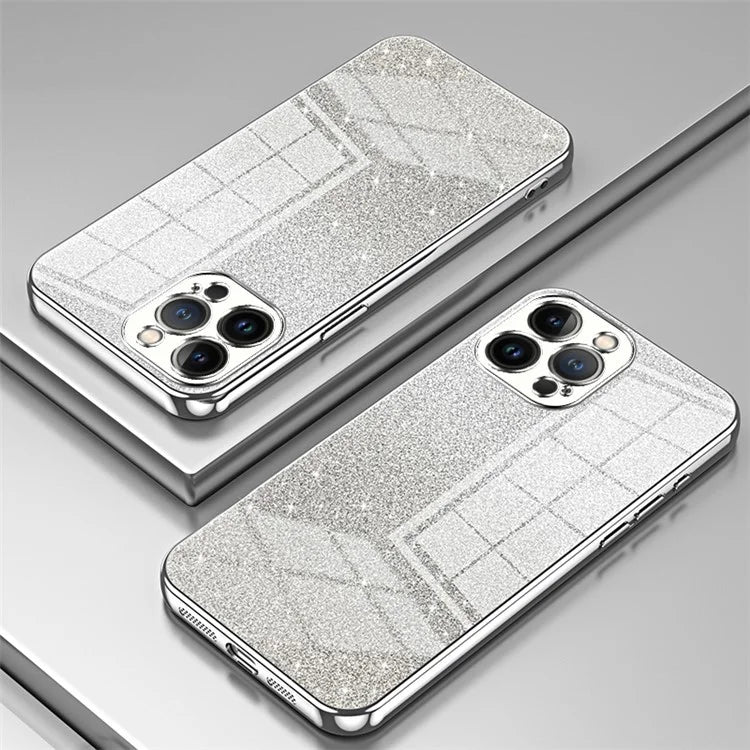 Cell Phone Case for iPhone 13 Pro Max Precise Cutout Electroplating Gradient Glitter TPU Cover