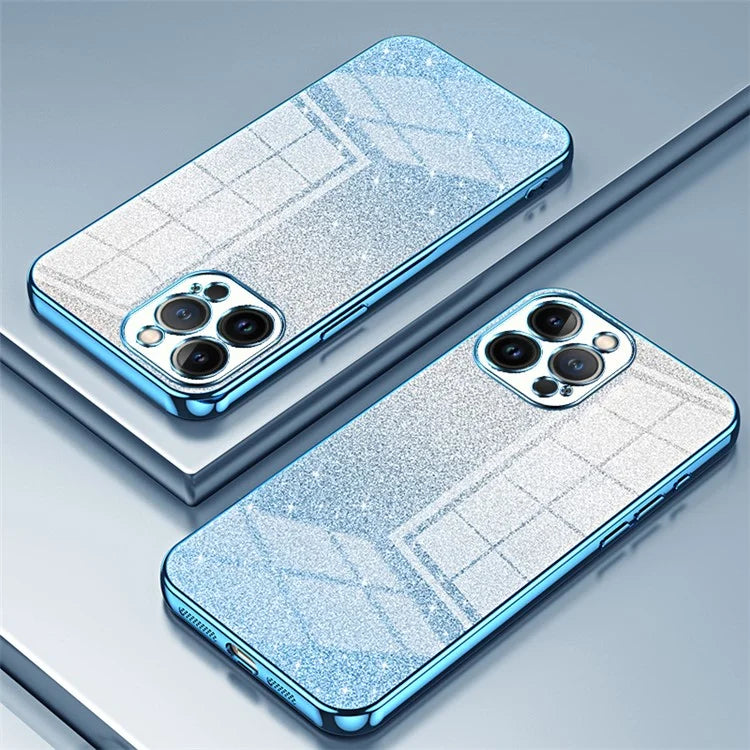 Cell Phone Case for iPhone 13 Pro Max Precise Cutout Electroplating Gradient Glitter TPU Cover