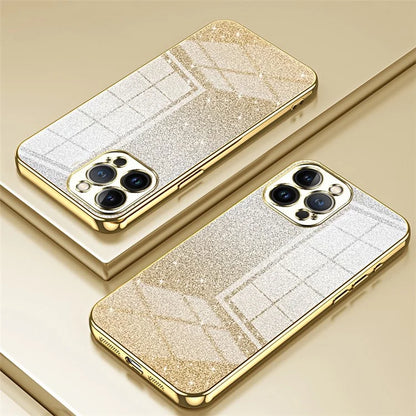 Cell Phone Case for iPhone 13 Pro Max Precise Cutout Electroplating Gradient Glitter TPU Cover