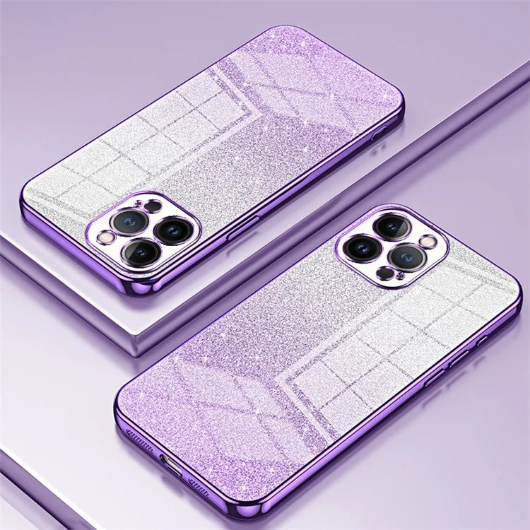 Cell Phone Case for iPhone 13 Pro Max Precise Cutout Electroplating Gradient Glitter TPU Cover