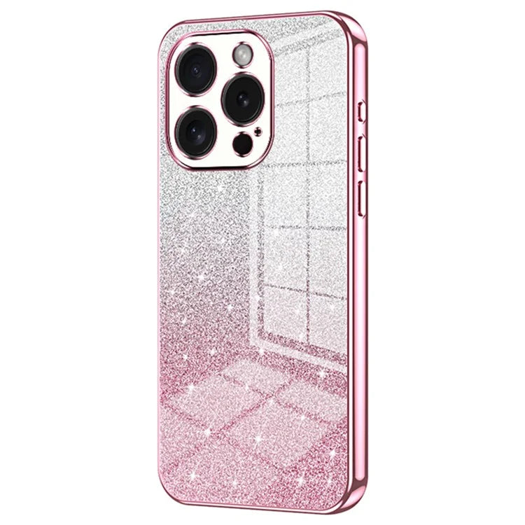For iPhone 15 Pro Cell Phone Case Glitter Precise Cutout Flexible TPU Electroplating Cover