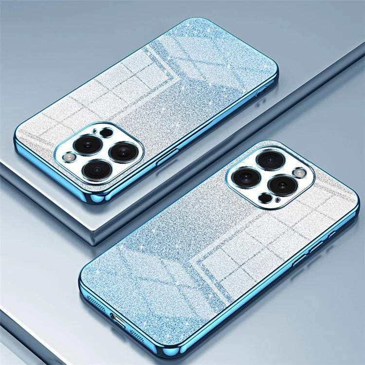 For iPhone 15 Pro Cell Phone Case Glitter Precise Cutout Flexible TPU Electroplating Cover