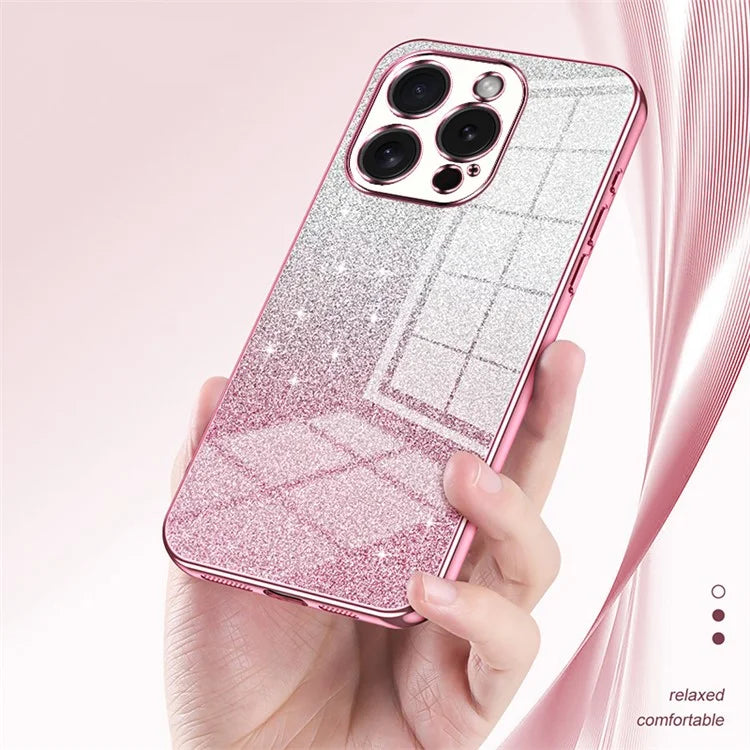For iPhone 15 Pro Cell Phone Case Glitter Precise Cutout Flexible TPU Electroplating Cover
