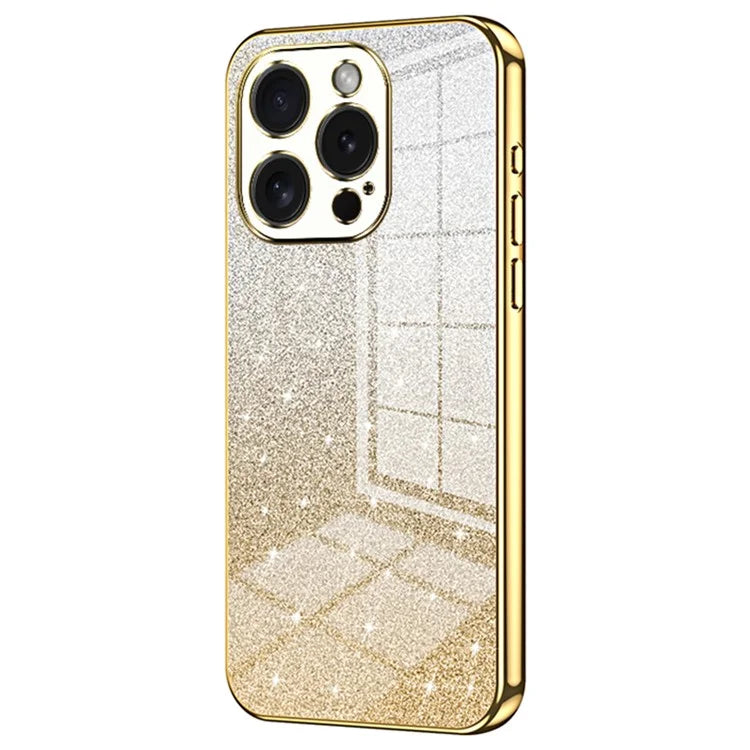For iPhone 15 Pro Cell Phone Case Glitter Precise Cutout Flexible TPU Electroplating Cover