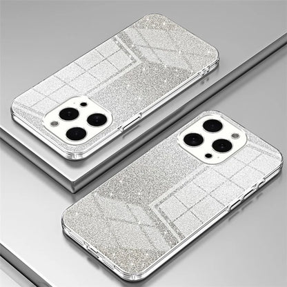 For iPhone 15 Pro Cell Phone Case Glitter Precise Cutout Flexible TPU Electroplating Cover