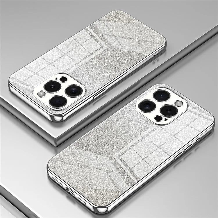 For iPhone 15 Pro Cell Phone Case Glitter Precise Cutout Flexible TPU Electroplating Cover