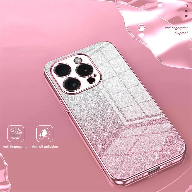 For iPhone 15 Pro Cell Phone Case Glitter Precise Cutout Flexible TPU Electroplating Cover