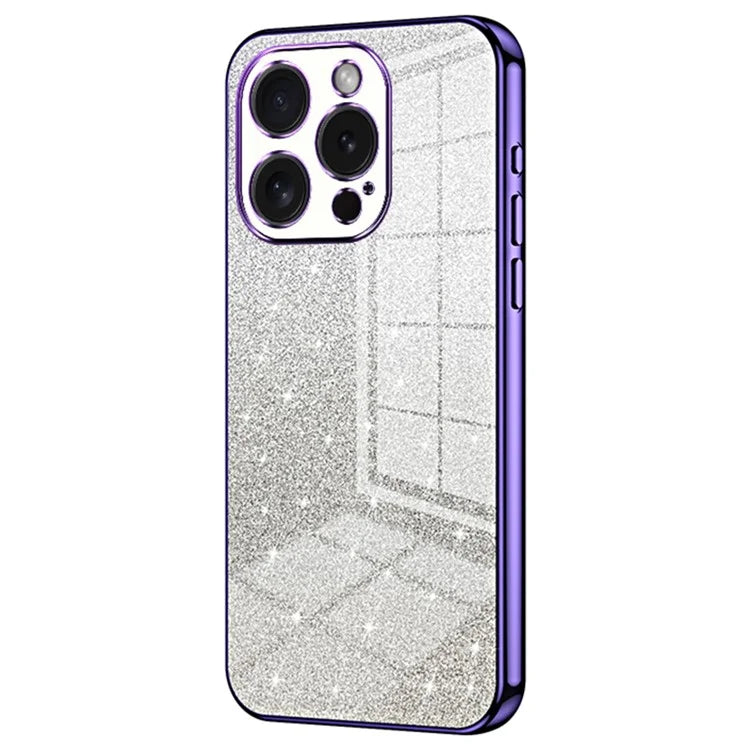For iPhone 15 Pro Cell Phone Case Glitter Precise Cutout Flexible TPU Electroplating Cover