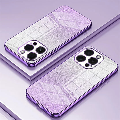 For iPhone 15 Pro Cell Phone Case Glitter Precise Cutout Flexible TPU Electroplating Cover