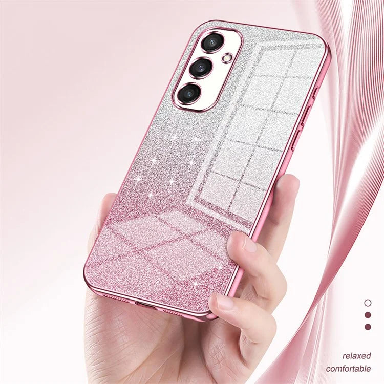 For Samsung Galaxy S24+ Cell Phone Case Precise Cutout TPU Electroplating Glitter Back Cover