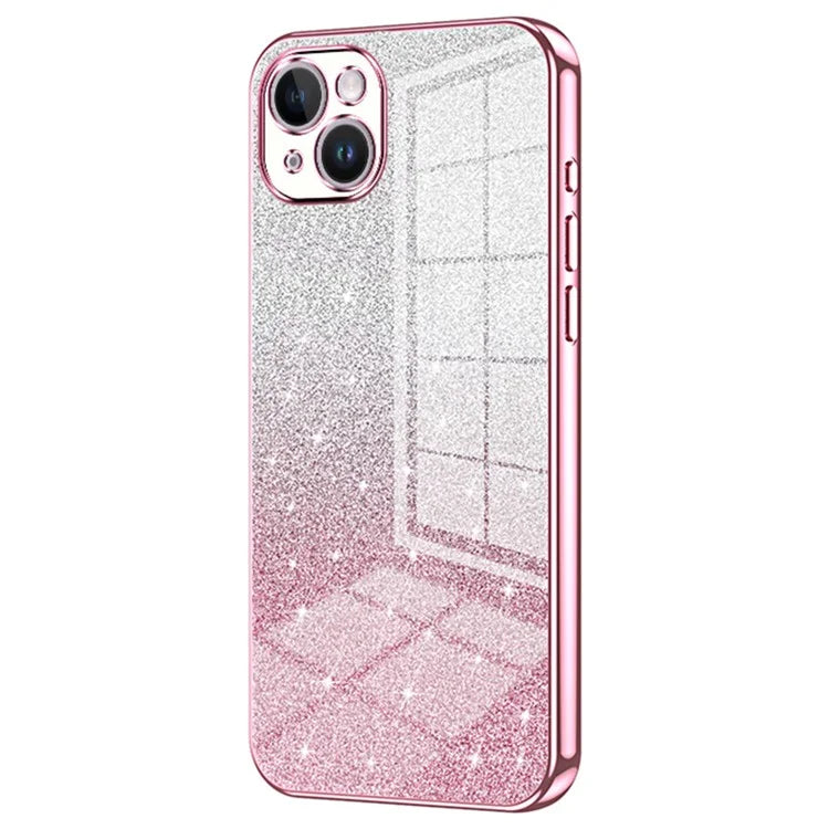 For iPhone 14 Plus Cell Phone Case Glitter Precise Cutout Electroplating TPU Cover