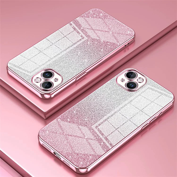 For iPhone 14 Plus Cell Phone Case Glitter Precise Cutout Electroplating TPU Cover
