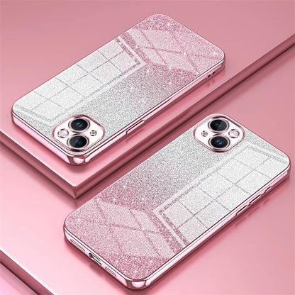 For iPhone 14 Plus Cell Phone Case Glitter Precise Cutout Electroplating TPU Cover