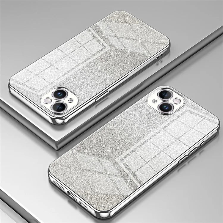 For iPhone 14 Plus Cell Phone Case Glitter Precise Cutout Electroplating TPU Cover