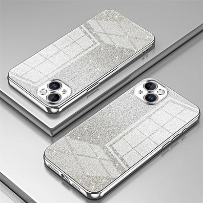 For iPhone 14 Plus Cell Phone Case Glitter Precise Cutout Electroplating TPU Cover