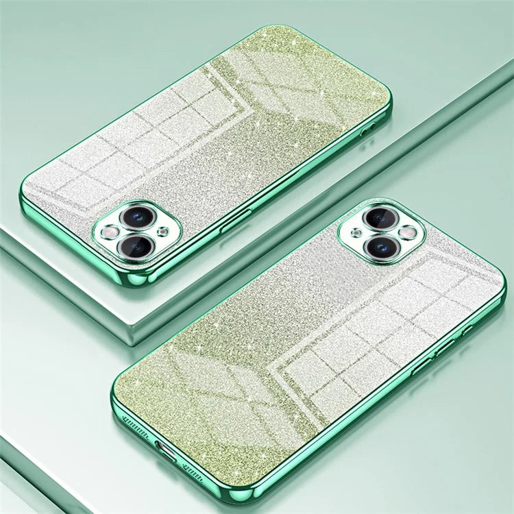 For iPhone 14 Plus Cell Phone Case Glitter Precise Cutout Electroplating TPU Cover