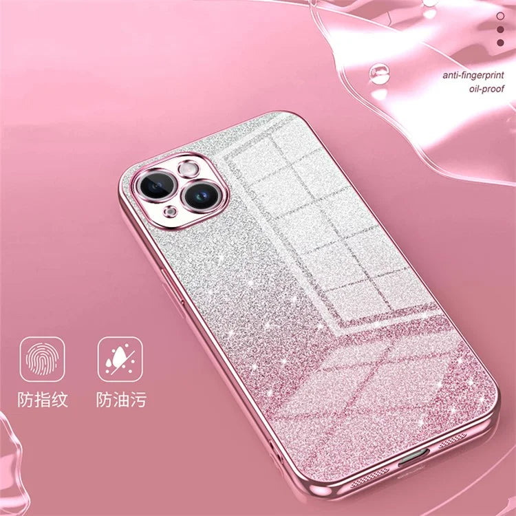 For iPhone 14 Plus Cell Phone Case Glitter Precise Cutout Electroplating TPU Cover
