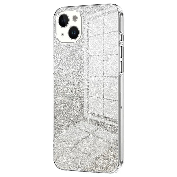 For iPhone 14 Plus Cell Phone Case Glitter Precise Cutout Electroplating TPU Cover
