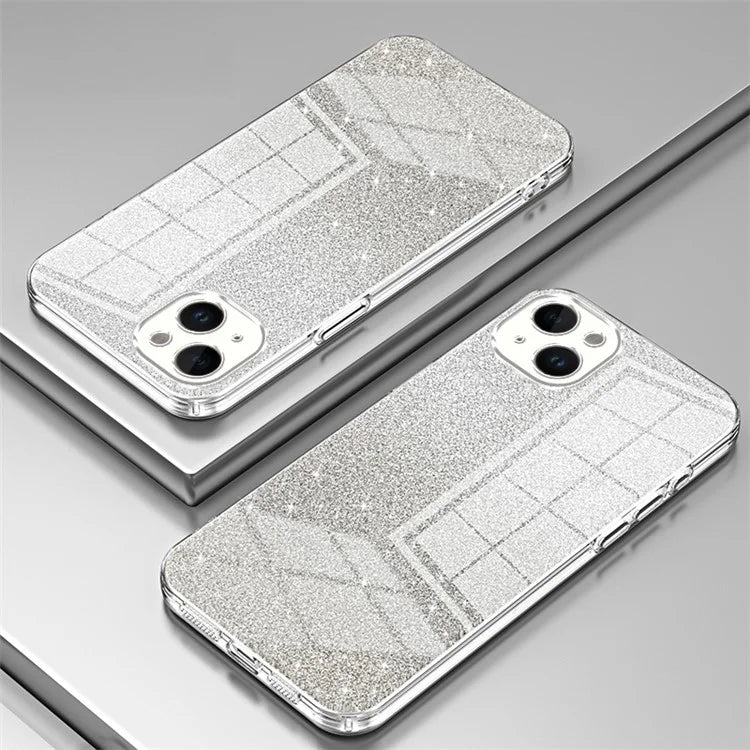 For iPhone 14 Plus Cell Phone Case Glitter Precise Cutout Electroplating TPU Cover