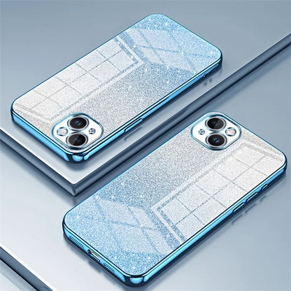 For iPhone 14 Plus Cell Phone Case Glitter Precise Cutout Electroplating TPU Cover