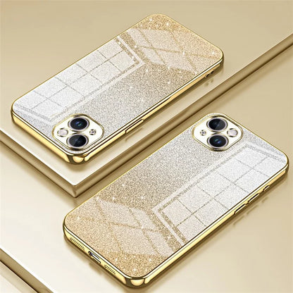 For iPhone 14 Plus Cell Phone Case Glitter Precise Cutout Electroplating TPU Cover