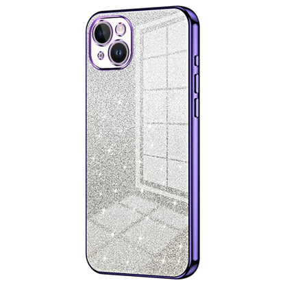 For iPhone 14 Plus Cell Phone Case Glitter Precise Cutout Electroplating TPU Cover