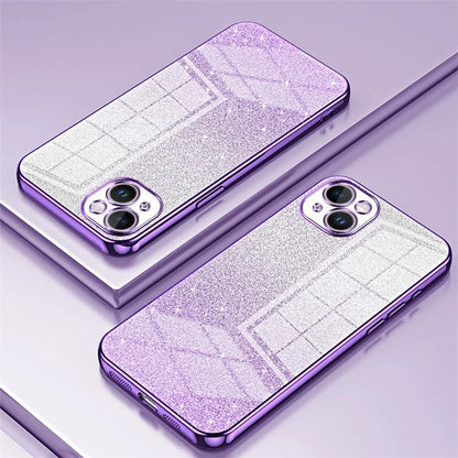 For iPhone 14 Plus Cell Phone Case Glitter Precise Cutout Electroplating TPU Cover
