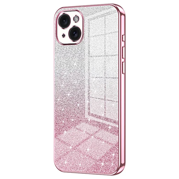 For iPhone 15 Plus Cell Phone Case Shockproof Gradient Glitter Precise Cutout TPU Cover