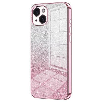 For iPhone 15 Plus Cell Phone Case Shockproof Gradient Glitter Precise Cutout TPU Cover