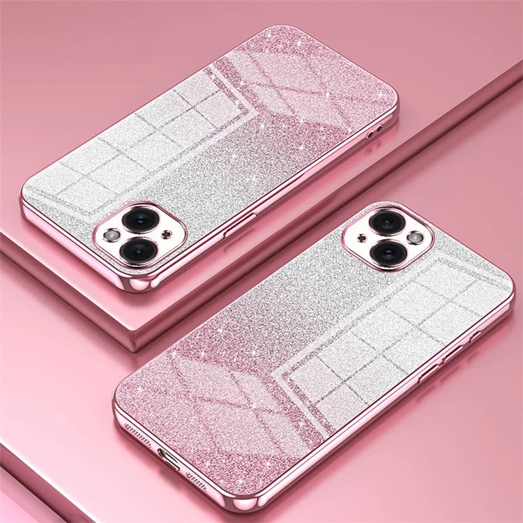 For iPhone 15 Plus Cell Phone Case Shockproof Gradient Glitter Precise Cutout TPU Cover