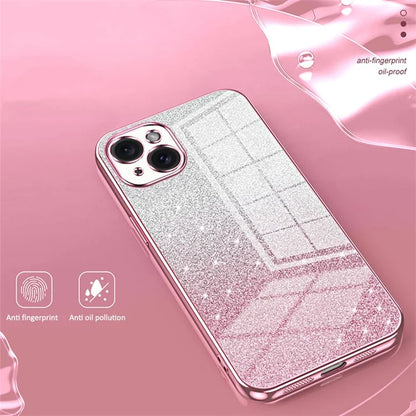 For iPhone 15 Plus Cell Phone Case Shockproof Gradient Glitter Precise Cutout TPU Cover