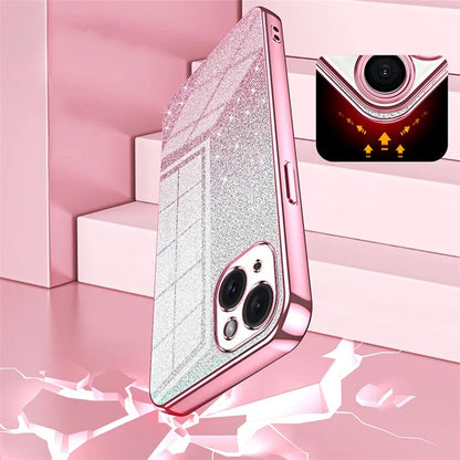 For iPhone 15 Plus Cell Phone Case Shockproof Gradient Glitter Precise Cutout TPU Cover