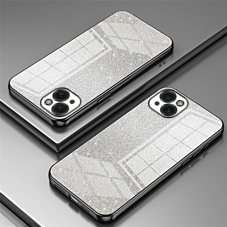 For iPhone 15 Plus Cell Phone Case Shockproof Gradient Glitter Precise Cutout TPU Cover