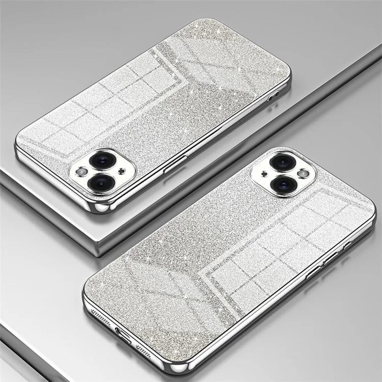 For iPhone 15 Plus Cell Phone Case Shockproof Gradient Glitter Precise Cutout TPU Cover