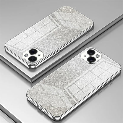 For iPhone 15 Plus Cell Phone Case Shockproof Gradient Glitter Precise Cutout TPU Cover