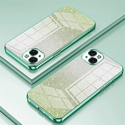 For iPhone 15 Plus Cell Phone Case Shockproof Gradient Glitter Precise Cutout TPU Cover