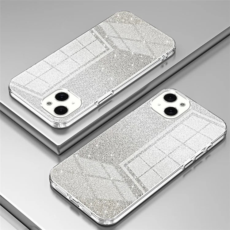 For iPhone 15 Plus Cell Phone Case Shockproof Gradient Glitter Precise Cutout TPU Cover