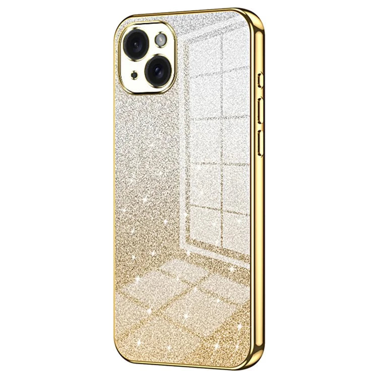 For iPhone 15 Plus Cell Phone Case Shockproof Gradient Glitter Precise Cutout TPU Cover