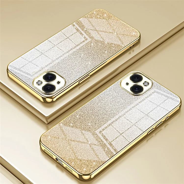 For iPhone 15 Plus Cell Phone Case Shockproof Gradient Glitter Precise Cutout TPU Cover