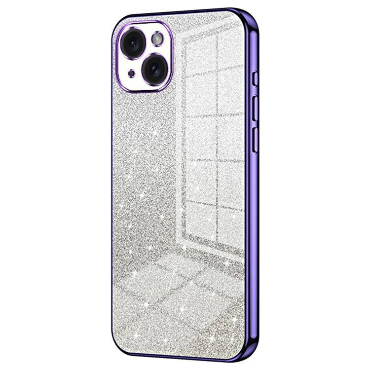 For iPhone 15 Plus Cell Phone Case Shockproof Gradient Glitter Precise Cutout TPU Cover