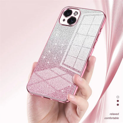 For iPhone 15 Plus Cell Phone Case Shockproof Gradient Glitter Precise Cutout TPU Cover