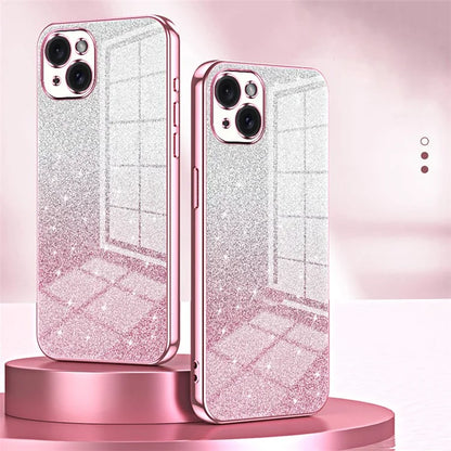 For iPhone 15 Plus Cell Phone Case Shockproof Gradient Glitter Precise Cutout TPU Cover