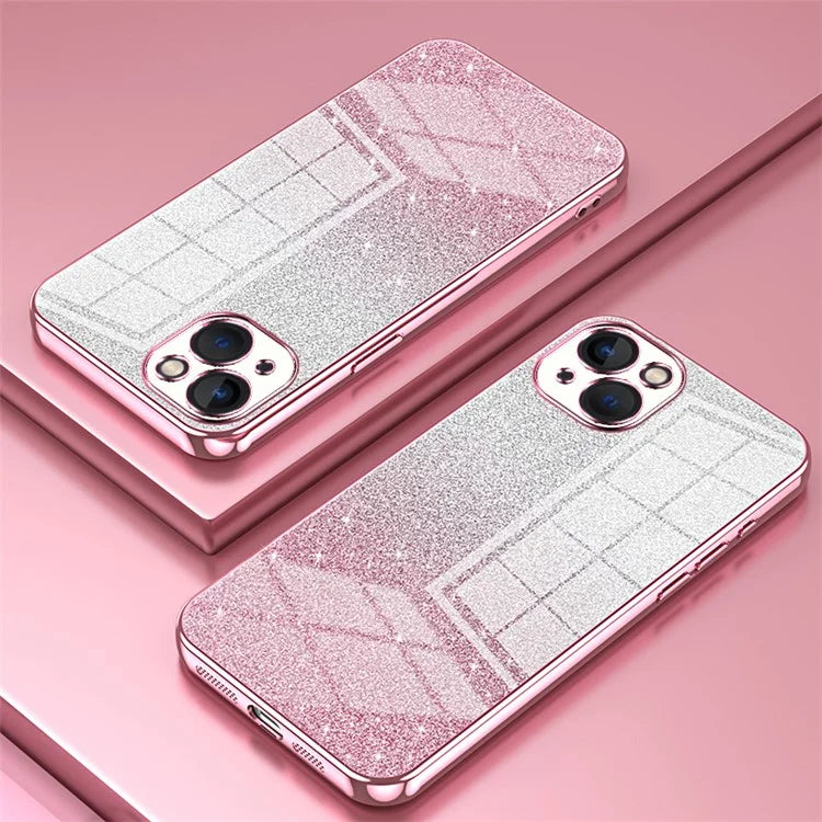 For iPhone 13 Cell Phone Case Gradient Glitter Precise Cutout TPU Protective Cover