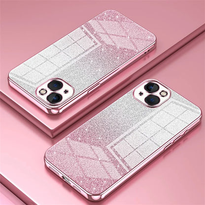 For iPhone 13 Cell Phone Case Gradient Glitter Precise Cutout TPU Protective Cover