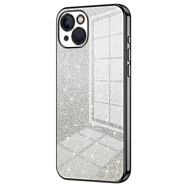 For iPhone 13 Cell Phone Case Gradient Glitter Precise Cutout TPU Protective Cover
