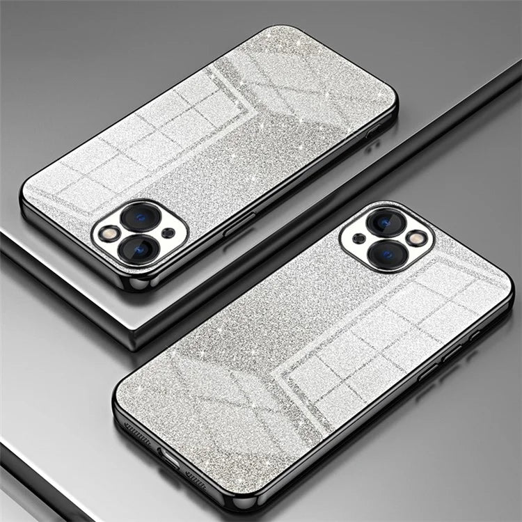 For iPhone 13 Cell Phone Case Gradient Glitter Precise Cutout TPU Protective Cover
