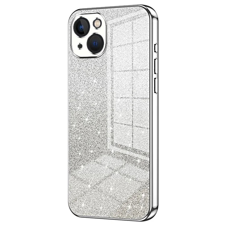 For iPhone 13 Cell Phone Case Gradient Glitter Precise Cutout TPU Protective Cover